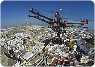 Drone over city